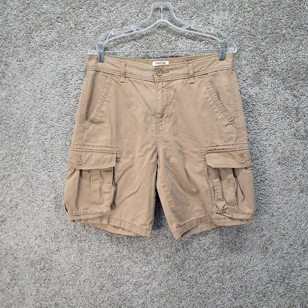Signature by Levi Strauss Mens Cargo Shorts Tan Khaki Size 32 Utility 7875